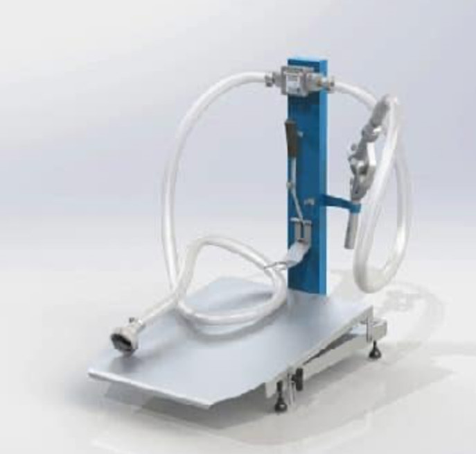 Gravity filling machine, wine pouches and taps